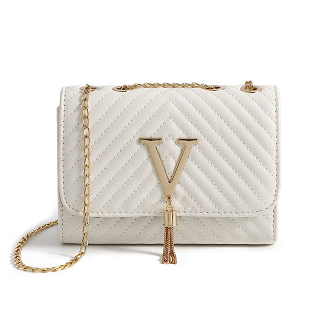 Women's Small Square Crossbody Bag – PU Leather Purse with Letter Detail