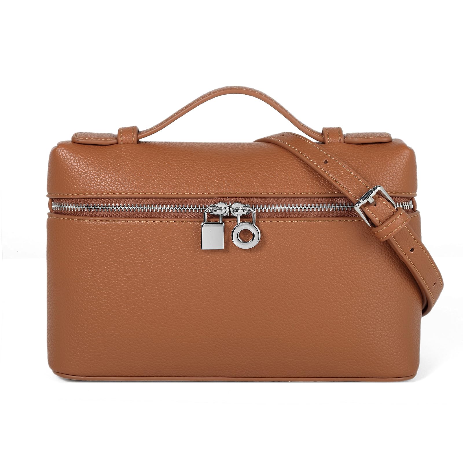 Women's Vegan Leather Crossbody Bag – Top Handle Purse with Adjustable Strap