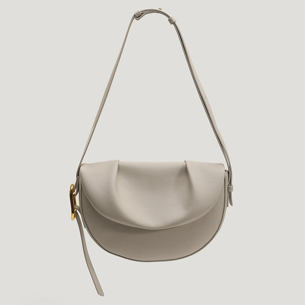 Women's Cowhide Pleated Saddle Bag | Underarm Shoulder Purse in 3 Colors